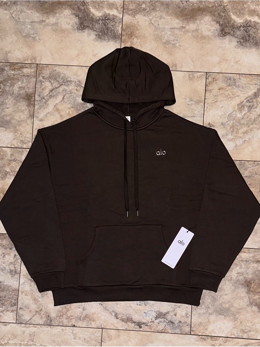 Alo Yoga Accolade Hoodie Espresso Brown NWT Unisex Pullover Sweatshirt Large